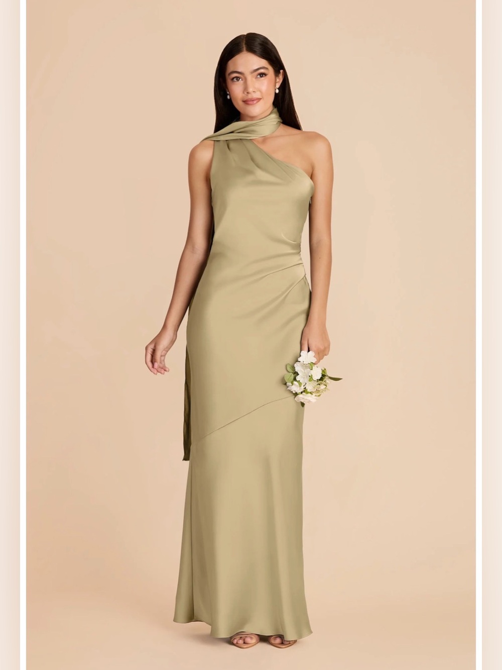 Birdy Grey One-Shoulder Sage Green Evening Gown